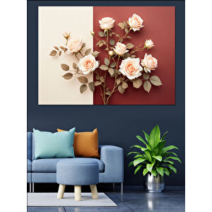 Altın Sarısı Çiçek Dalları Dekoratif Kanvas - Mdf Ahşap Tablo 50x70 cm