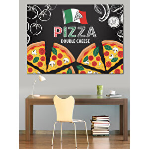Pizza Reklamı Renkli Afiş Dekoratif Kanvas - Mdf Ahşap Tablo 50x70 cm