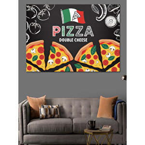 Pizza Reklamı Renkli Afiş Dekoratif Kanvas - Mdf Ahşap Tablo