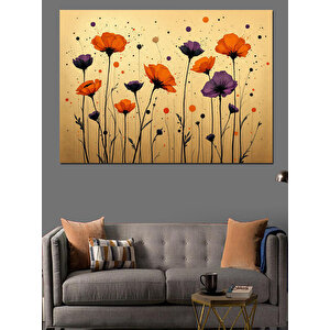 Soyut Gelincik Çiçekleri Dekoratif Kanvas - Mdf Ahşap Tablo 35x50 cm