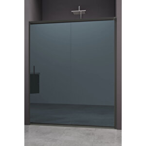 Carmen Temperli 6 Mm Ön Cephe Cam Duşakabin Siyah Profil Mavi Reflekte Cam 119 cm