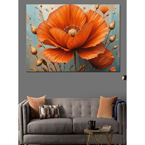 Turuncu Gelincik Çiçeği Dekoratif Kanvas - Mdf Ahşap Tablo 25x35 cm