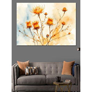 Hafif Sarı Kuru Çiçekler Dekoratif Kanvas - Mdf Ahşap Tablo 50x70 cm