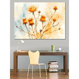 Hafif Sarı Kuru Çiçekler Dekoratif Kanvas - Mdf Ahşap Tablo 35x50 cm