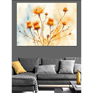 Hafif Sarı Kuru Çiçekler Dekoratif Kanvas - Mdf Ahşap Tablo 35x50 cm