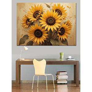 Sarı Ayçiçeği Duvar Kompozisyonu Dekoratif Kanvas - Mdf Ahşap Tablo