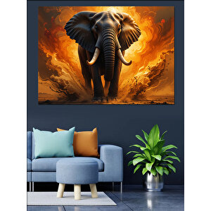 Güçlü Yürüyen Fil Dekoratif Kanvas - Mdf Ahşap Tablo 70x100 cm