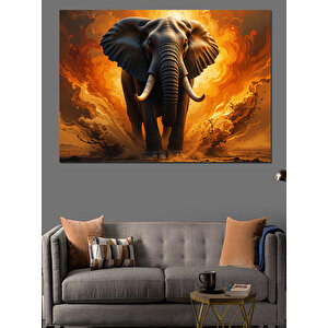 Güçlü Yürüyen Fil Dekoratif Kanvas - Mdf Ahşap Tablo 100x140 cm