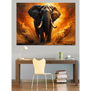 Güçlü Yürüyen Fil Dekoratif Kanvas - Mdf Ahşap Tablo 50x70 cm