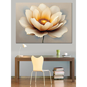 Beyaz Lotus Çiçeği Dekoratif Kanvas - Mdf Ahşap Tablo 100x140 cm