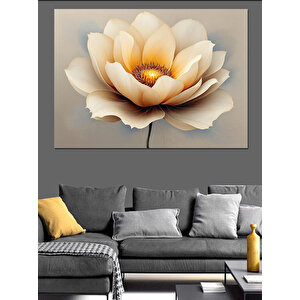 Beyaz Lotus Çiçeği Dekoratif Kanvas - Mdf Ahşap Tablo 100x140 cm