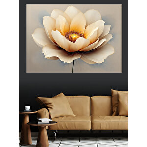Beyaz Lotus Çiçeği Dekoratif Kanvas - Mdf Ahşap Tablo 100x140 cm