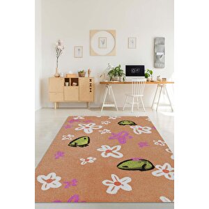 Şaşkın Kurbağa Bej Renkli Minimalist Mutfak Halısı Kurbağa Baskılı Özel Tasarım Halı 160x240 cm