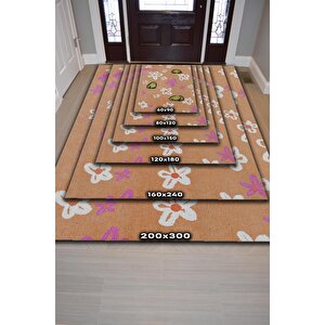 Homshtag Şaşkın Kurbağa Bej Renkli Minimalist Mutfak Halısı Kurbağa Baskılı Özel Tasarım Halı