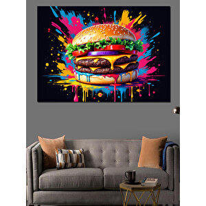 Boyalı Dev Hamburger Dekoratif Kanvas - Mdf Ahşap Tablo 70x100 cm