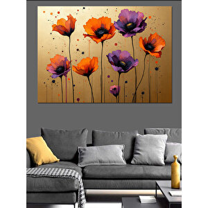 Soyut Çiçekler Dekoratif Kanvas - Mdf Ahşap Tablo 70x100 cm