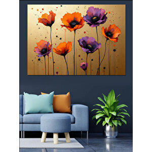 Soyut Çiçekler Dekoratif Kanvas - Mdf Ahşap Tablo 70x100 cm