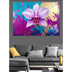 Boyalı Orkide Çiçeği Dekoratif Kanvas - Mdf Ahşap Tablo 35x50 cm