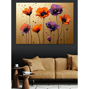 Soyut Çiçekler Dekoratif Kanvas - Mdf Ahşap Tablo 50x70 cm