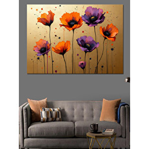 Soyut Çiçekler Dekoratif Kanvas - Mdf Ahşap Tablo