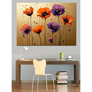 Soyut Çiçekler Dekoratif Kanvas - Mdf Ahşap Tablo