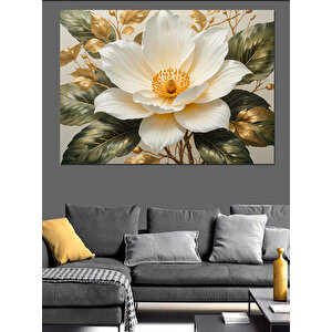 Beyaz Lotus Çiçeği Tablosu Dekoratif Kanvas - Mdf Ahşap Tablo 70x100 cm