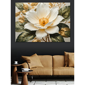 Beyaz Lotus Çiçeği Tablosu Dekoratif Kanvas - Mdf Ahşap Tablo 70x100 cm