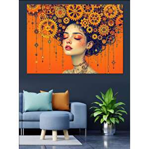 Çiçeklerden Taçlı Kadın Portresi Dekoratif Kanvas - Mdf Ahşap Tablo 70x100 cm