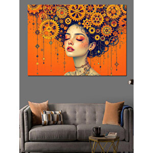 Çiçeklerden Taçlı Kadın Portresi Dekoratif Kanvas - Mdf Ahşap Tablo 70x100 cm