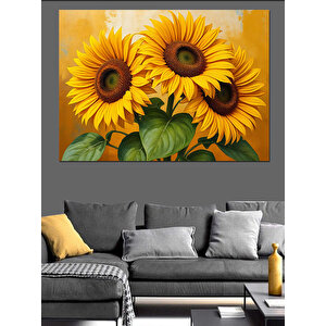 Güne Bakan Güneş Çiçekleri Dekoratif Kanvas - Mdf Ahşap Tablo 25x35 cm