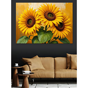 Güne Bakan Güneş Çiçekleri Dekoratif Kanvas - Mdf Ahşap Tablo 25x35 cm