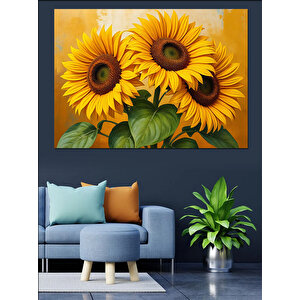 Güne Bakan Güneş Çiçekleri Dekoratif Kanvas - Mdf Ahşap Tablo