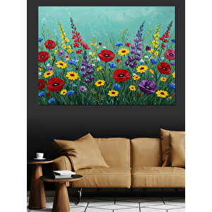 Yazlık Renkli Bahçe Çiçekleri Dekoratif Kanvas - Mdf Ahşap Tablo 25x35 cm