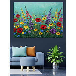 Yazlık Renkli Bahçe Çiçekleri Dekoratif Kanvas - Mdf Ahşap Tablo 25x35 cm
