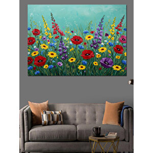 Yazlık Renkli Bahçe Çiçekleri Dekoratif Kanvas - Mdf Ahşap Tablo 25x35 cm