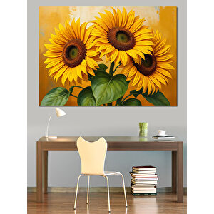 Güne Bakan Güneş Çiçekleri Dekoratif Kanvas - Mdf Ahşap Tablo 70x100 cm