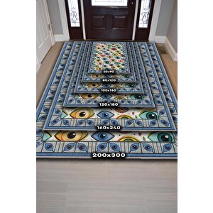 Homshtag Art Deko Renkli Nazar Boncuğu Temalı Renkli Halı Nazar Boncuğu Desenli Halı Modern Halı