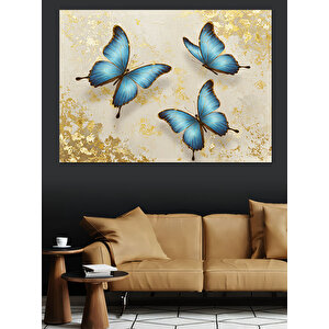 Uçuşan Mavi Kelebekler Dekoratif Kanvas - Mdf Ahşap Tablo 70x100 cm