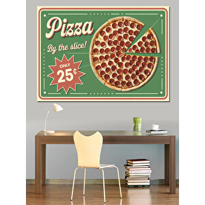 Dilim Pizza Retro Reklamı Dekoratif Kanvas - Mdf Ahşap Tablo 70x100 cm