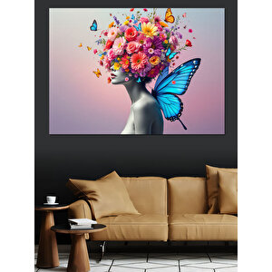 Çiçeklerden Saç Tacı Dekoratif Kanvas - Mdf Ahşap Tablo 70x100 cm