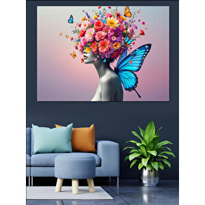 Çiçeklerden Saç Tacı Dekoratif Kanvas - Mdf Ahşap Tablo 70x100 cm