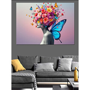 Çiçeklerden Saç Tacı Dekoratif Kanvas - Mdf Ahşap Tablo 35x50 cm