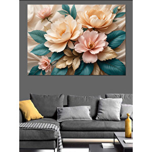 Soluk Renkli Çiçek Buketi Dekoratif Kanvas - Mdf Ahşap Tablo 50x70 cm