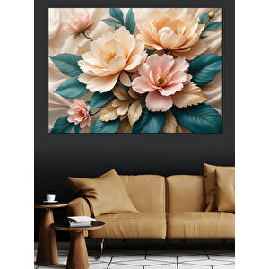 Soluk Renkli Çiçek Buketi Dekoratif Kanvas - Mdf Ahşap Tablo 50x70 cm