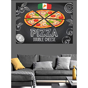 Lezzetli Çift Peynirli Pizza Dekoratif Kanvas - Mdf Ahşap Tablo 35x50 cm