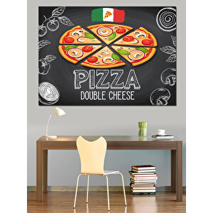 Lezzetli Çift Peynirli Pizza Dekoratif Kanvas - Mdf Ahşap Tablo
