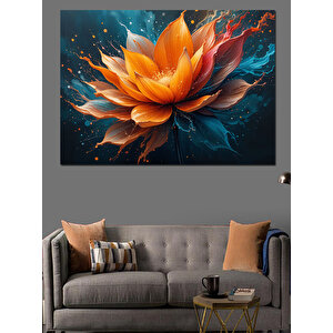 Açan Turuncu Lotus Çiçeği Dekoratif Kanvas - Mdf Ahşap Tablo 35x50 cm