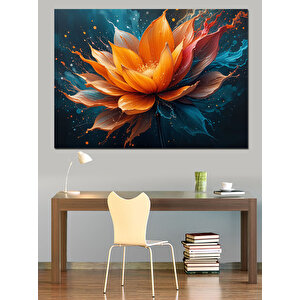 Açan Turuncu Lotus Çiçeği Dekoratif Kanvas - Mdf Ahşap Tablo 35x50 cm