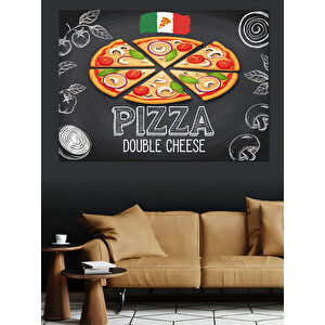 Lezzetli Çift Peynirli Pizza Dekoratif Kanvas - Mdf Ahşap Tablo 100x140 cm