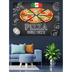Lezzetli Çift Peynirli Pizza Dekoratif Kanvas - Mdf Ahşap Tablo 100x140 cm